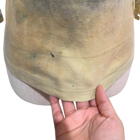 90's Y2K Cyber Grunge Cherry Blossom Floral Print 3/4 Sleeve Distressed Top - Picture 4 of 5